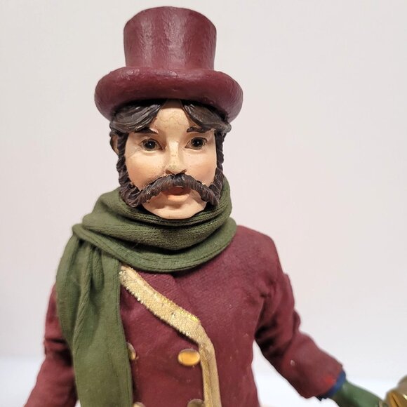 Village Caroler Man Mr Evan Ringing Bell Christmas Around the World 11.5'' H - Picture 2 of 7